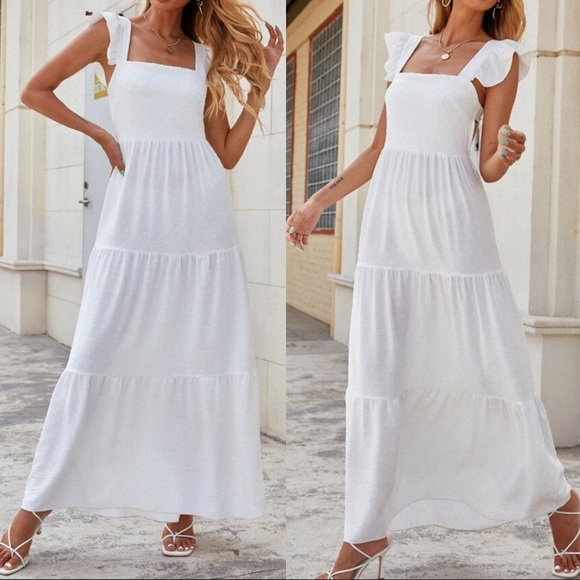 Boho tied open back square neck maxi dress - Picture 9 of 12